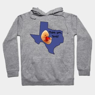 Thank you, Texas! Embryo hugging cartoon-style heart-shape inside Texas map. Hoodie